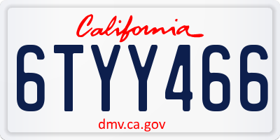 CA license plate 6TYY466