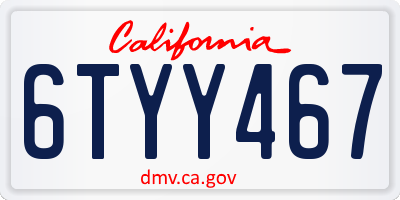 CA license plate 6TYY467
