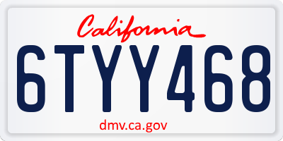 CA license plate 6TYY468