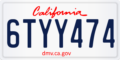 CA license plate 6TYY474