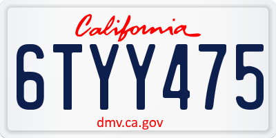 CA license plate 6TYY475