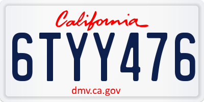 CA license plate 6TYY476