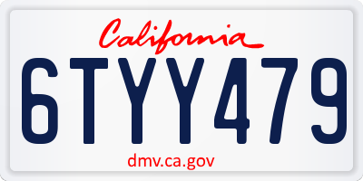 CA license plate 6TYY479