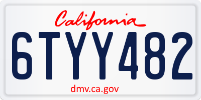 CA license plate 6TYY482
