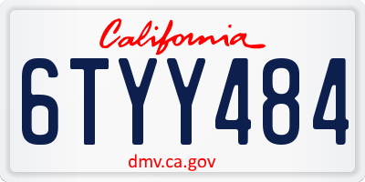 CA license plate 6TYY484