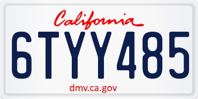 CA license plate 6TYY485