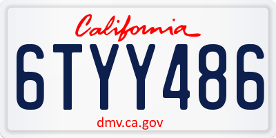 CA license plate 6TYY486