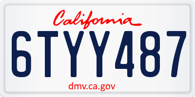 CA license plate 6TYY487