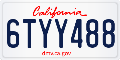 CA license plate 6TYY488