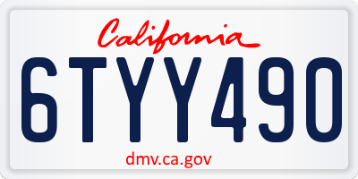 CA license plate 6TYY490