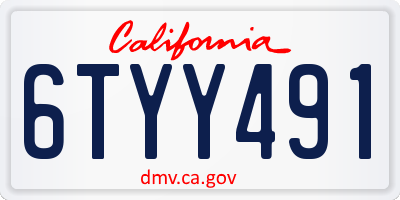 CA license plate 6TYY491