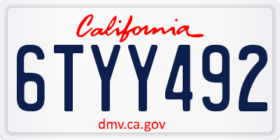 CA license plate 6TYY492