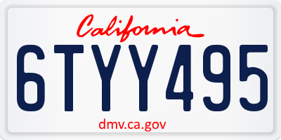CA license plate 6TYY495
