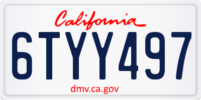 CA license plate 6TYY497