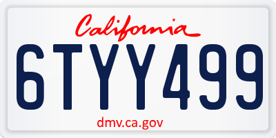 CA license plate 6TYY499