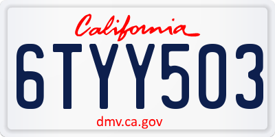 CA license plate 6TYY503