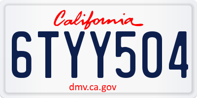 CA license plate 6TYY504