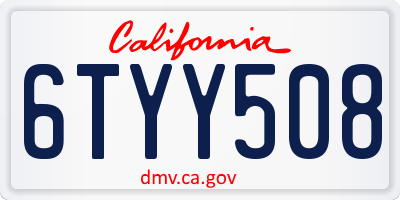 CA license plate 6TYY508