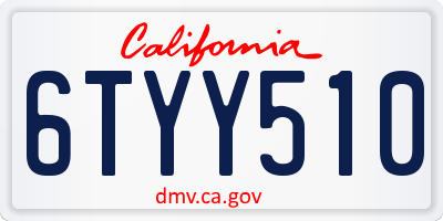 CA license plate 6TYY510
