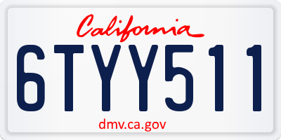 CA license plate 6TYY511