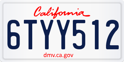 CA license plate 6TYY512