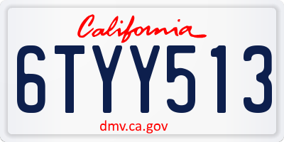 CA license plate 6TYY513
