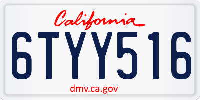 CA license plate 6TYY516