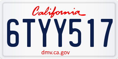 CA license plate 6TYY517