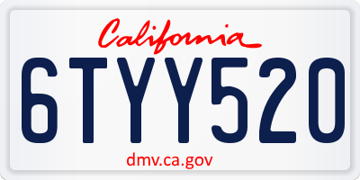 CA license plate 6TYY520