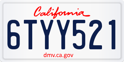 CA license plate 6TYY521