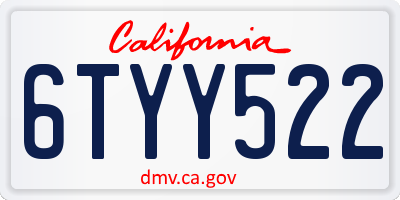 CA license plate 6TYY522