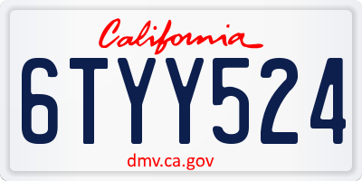 CA license plate 6TYY524