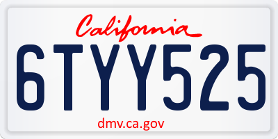 CA license plate 6TYY525