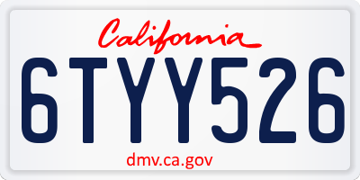 CA license plate 6TYY526
