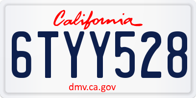 CA license plate 6TYY528