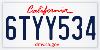 CA license plate 6TYY534