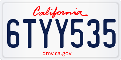 CA license plate 6TYY535