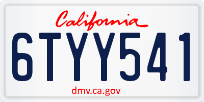 CA license plate 6TYY541