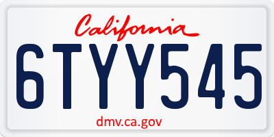 CA license plate 6TYY545