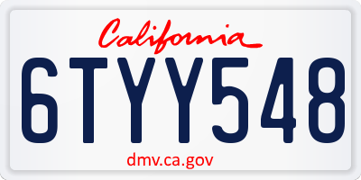CA license plate 6TYY548