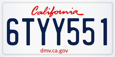 CA license plate 6TYY551