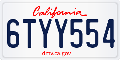 CA license plate 6TYY554