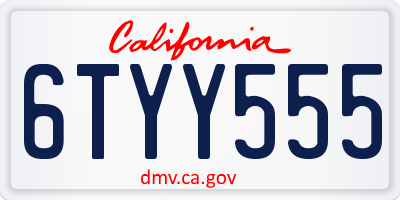 CA license plate 6TYY555