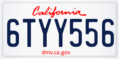 CA license plate 6TYY556