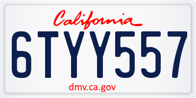 CA license plate 6TYY557