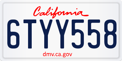 CA license plate 6TYY558