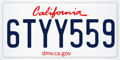CA license plate 6TYY559
