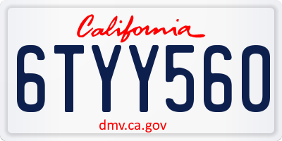 CA license plate 6TYY560