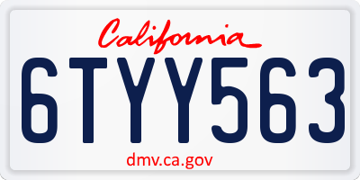 CA license plate 6TYY563