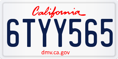 CA license plate 6TYY565